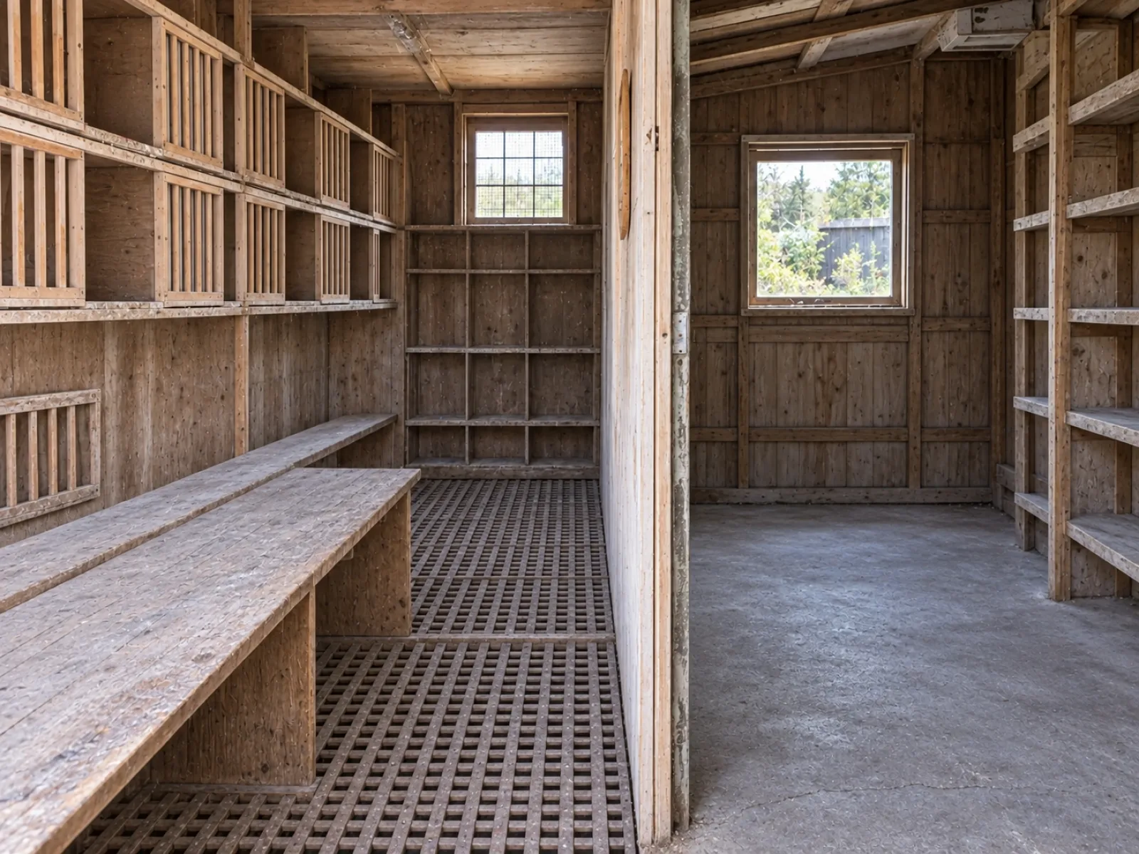 Duivenhok en moestuinberging bij een cité-woning leegmaken in Heusden-Zolder — AI-illustratie
