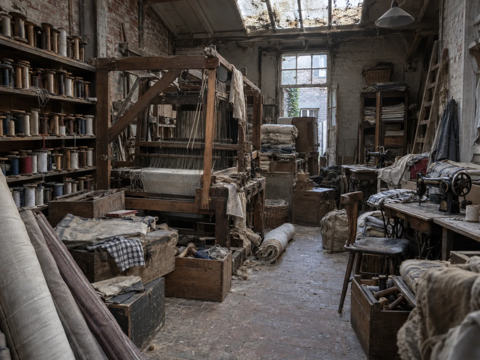 Voor de ontruiming — Achterbouw en zolder van een textielwoning leegmaken in Kortrijk — AI-illustratie