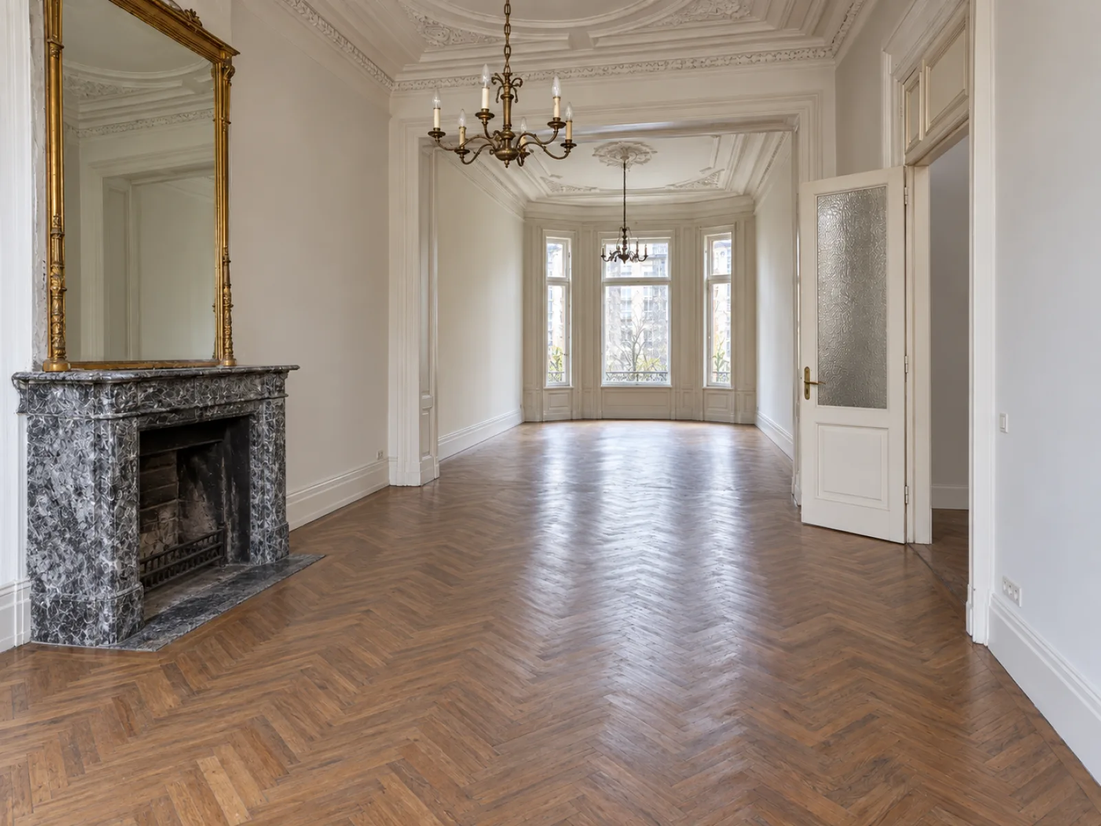Bel-etage en souterrain van een opgesplitst herenhuis in Schaarbeek — AI-illustratie