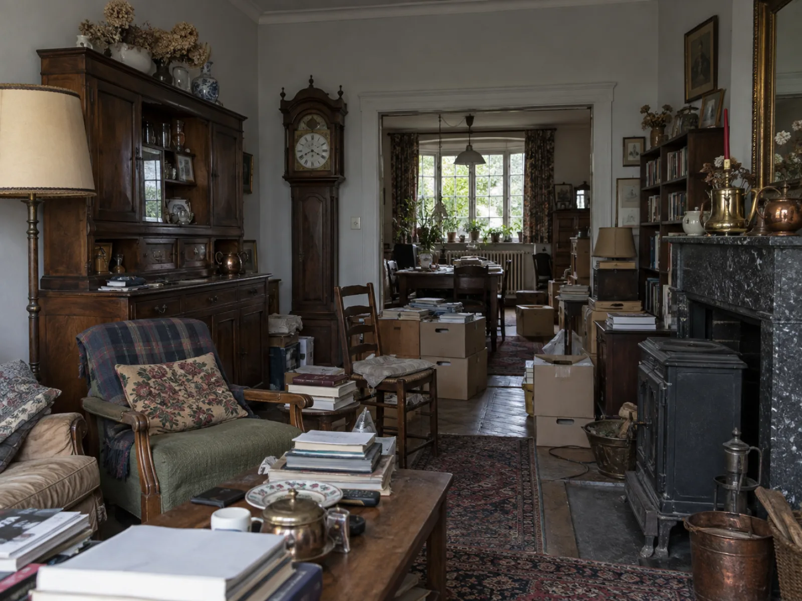 Voor de ontruiming — Woning in een beschermde tuinwijk ontruimen in Watermaal-Bosvoorde — AI-illustratie