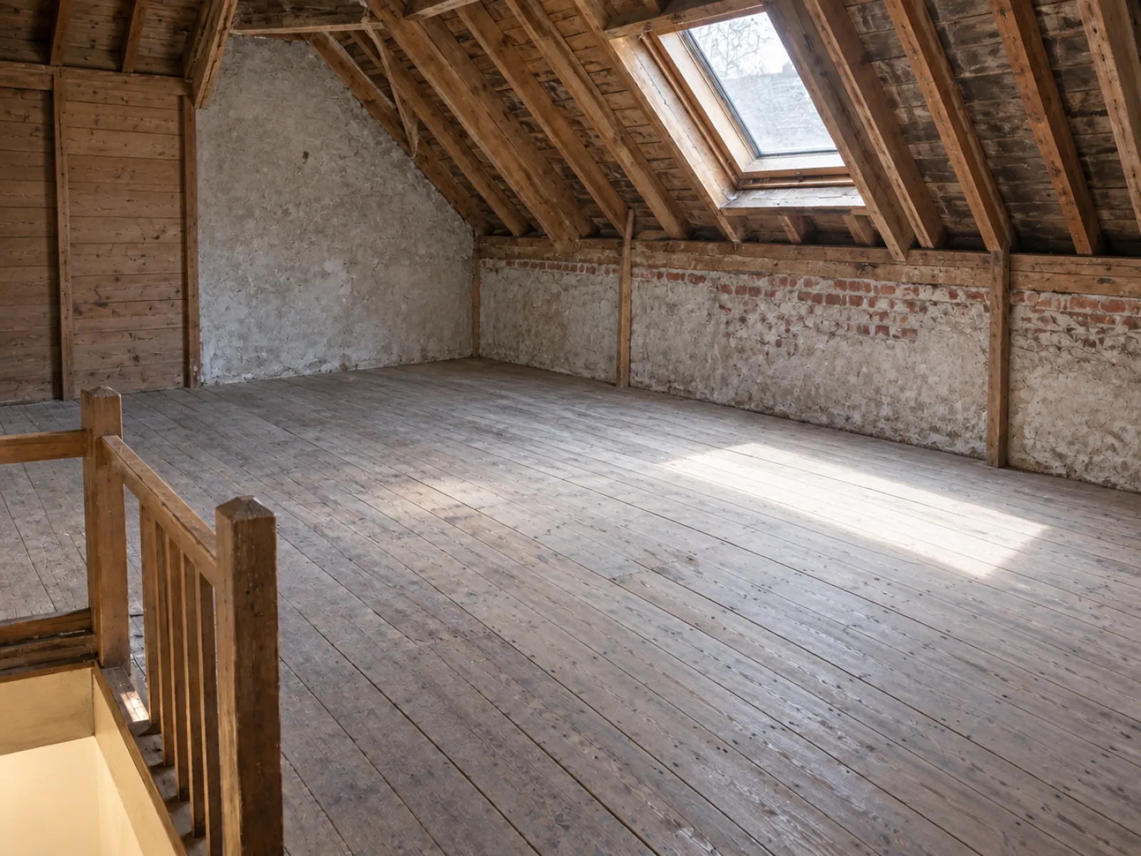 Zolderatelier van een thuisconfectienaaister leegmaken in Wevelgem — AI-illustratie